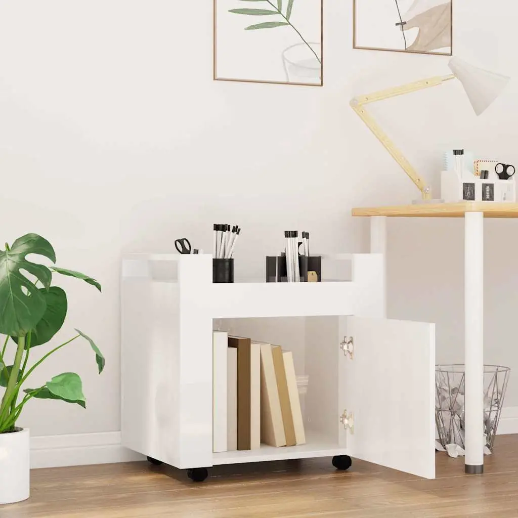 Desk Trolley Mobile Storage Cart White 60x45x60cm