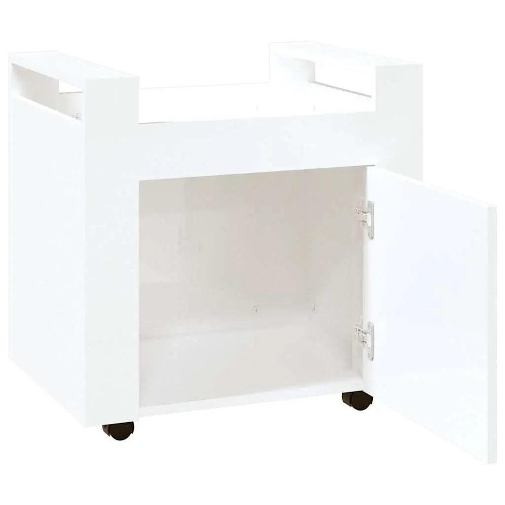 Desk Trolley Mobile Storage Cart White 60x45x60cm