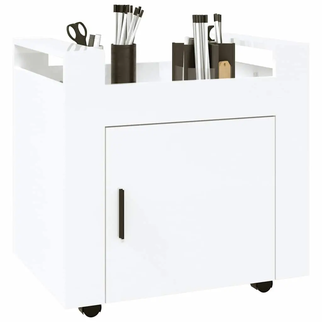 Desk Trolley Mobile Storage Cart White 60x45x60cm
