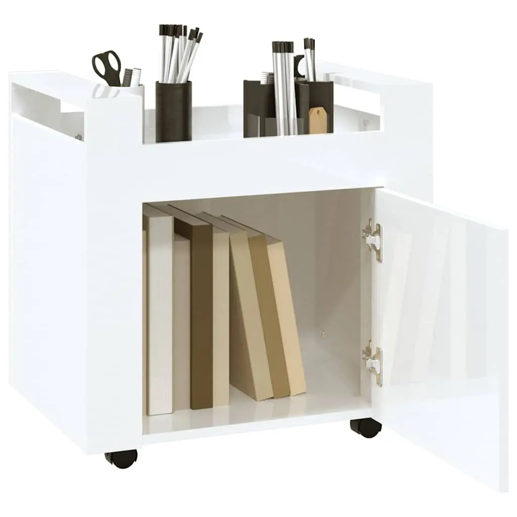 Desk Trolley Mobile Storage Cart White 60x45x60cm
