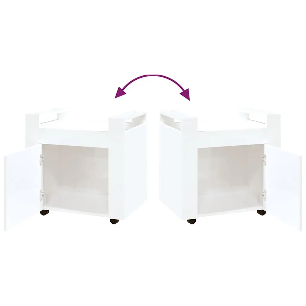 Desk Trolley Mobile Storage Cart White 60x45x60cm