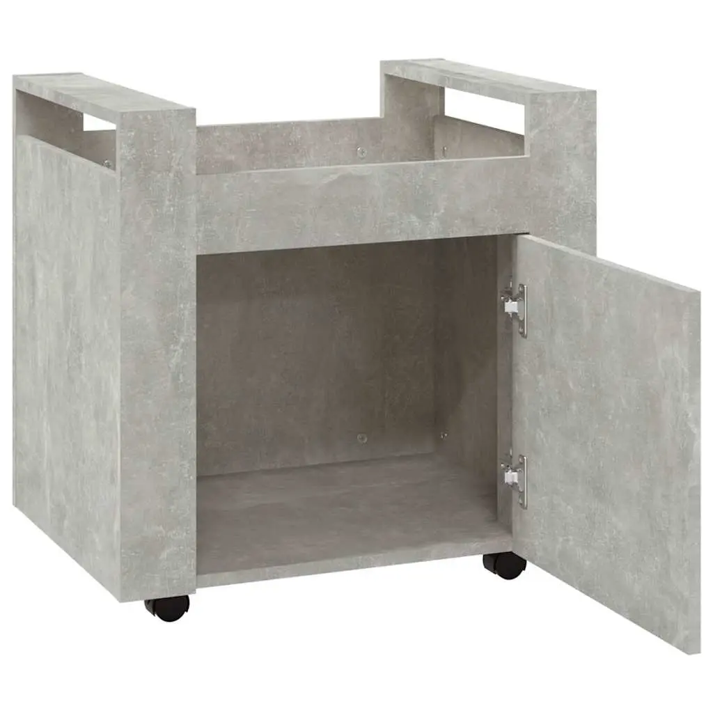 Mobile Storage Cabinet Desk Trolley 60x45x60cm Grey Engineered Wood with Casters for Office Workspace