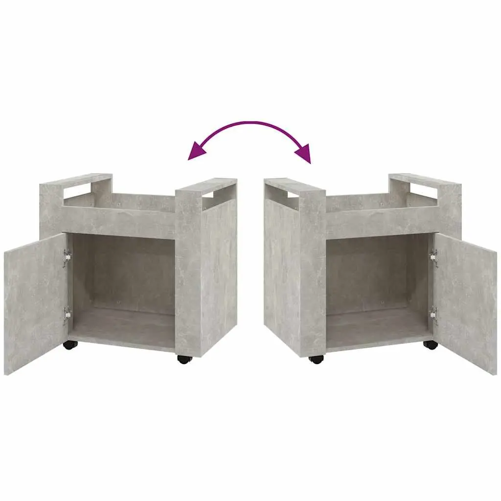 Mobile Storage Cabinet Desk Trolley 60x45x60cm Grey Engineered Wood with Casters for Office Workspace