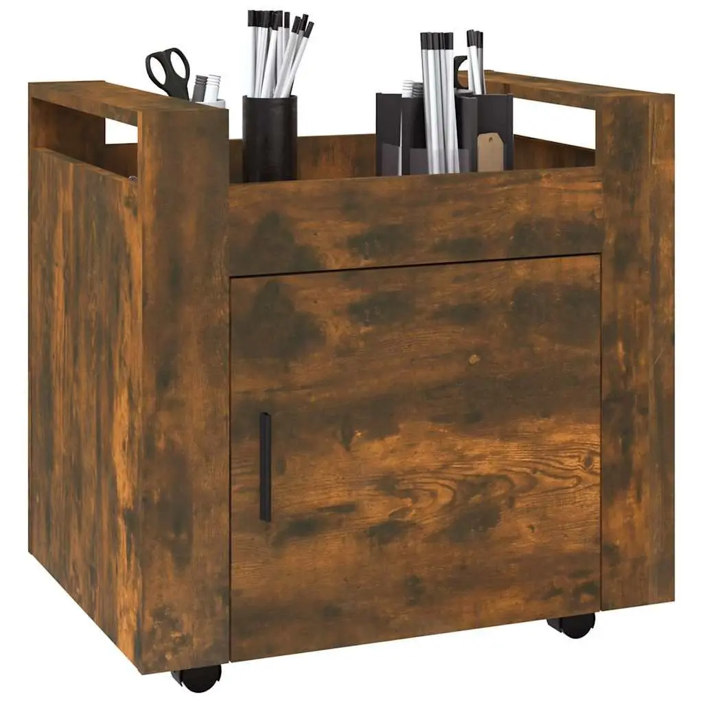 Desk Trolley Office Storage Unit Brown Engineered Wood 60W x 45D x 60H cm
