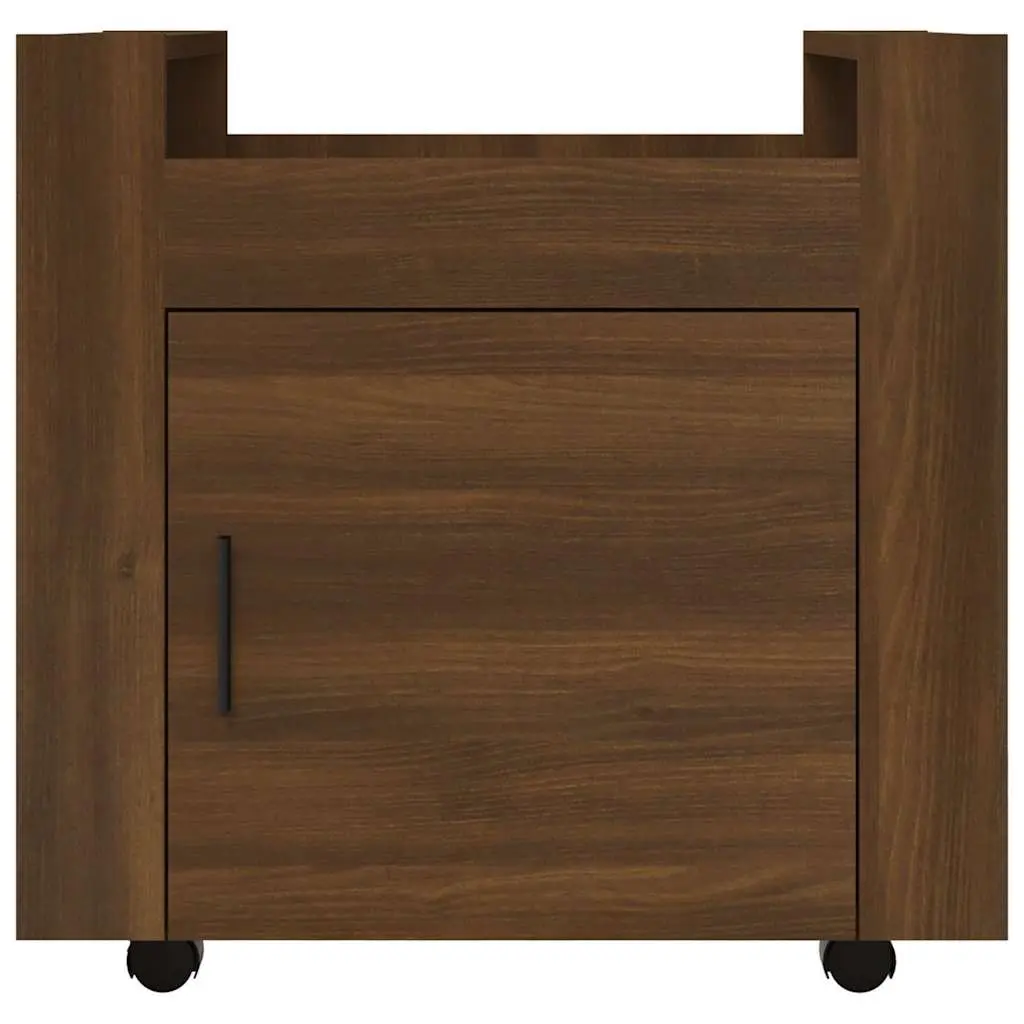Desk Trolley Brown Oak Storage Cabinet on Wheels Office Furniture Organiser