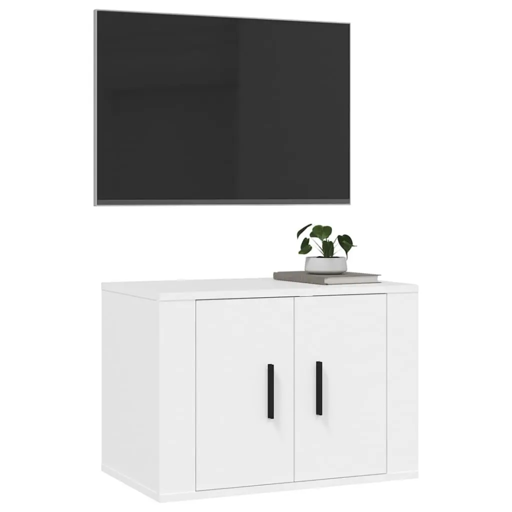 White Wall Mounted TV Cabinet with Storage