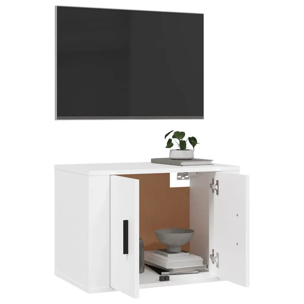 White Wall Mounted TV Cabinet with Storage