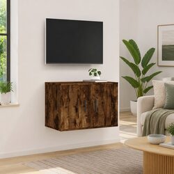 Brown Engineered Wood Wall Mounted TV Cabinet - 57x34.5x40cm
