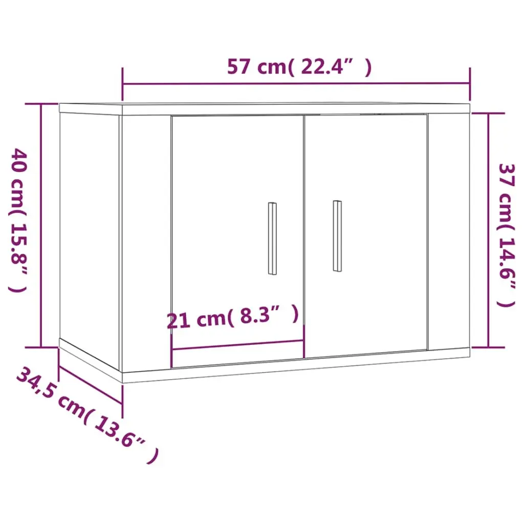 Wall Mounted TV Cabinet for Living Room Brown Engineered Wood 57x34.5x40cm