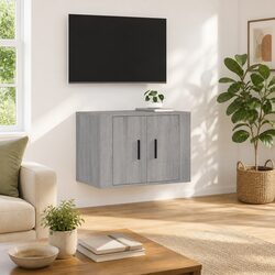 Grey Wall Mounted TV Cabinet: Dimensions 57x34.5x40 cm