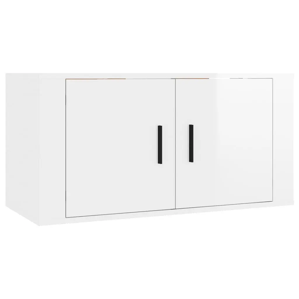 White High Gloss Wall Mounted TV Unit 80x34.5x40cm
