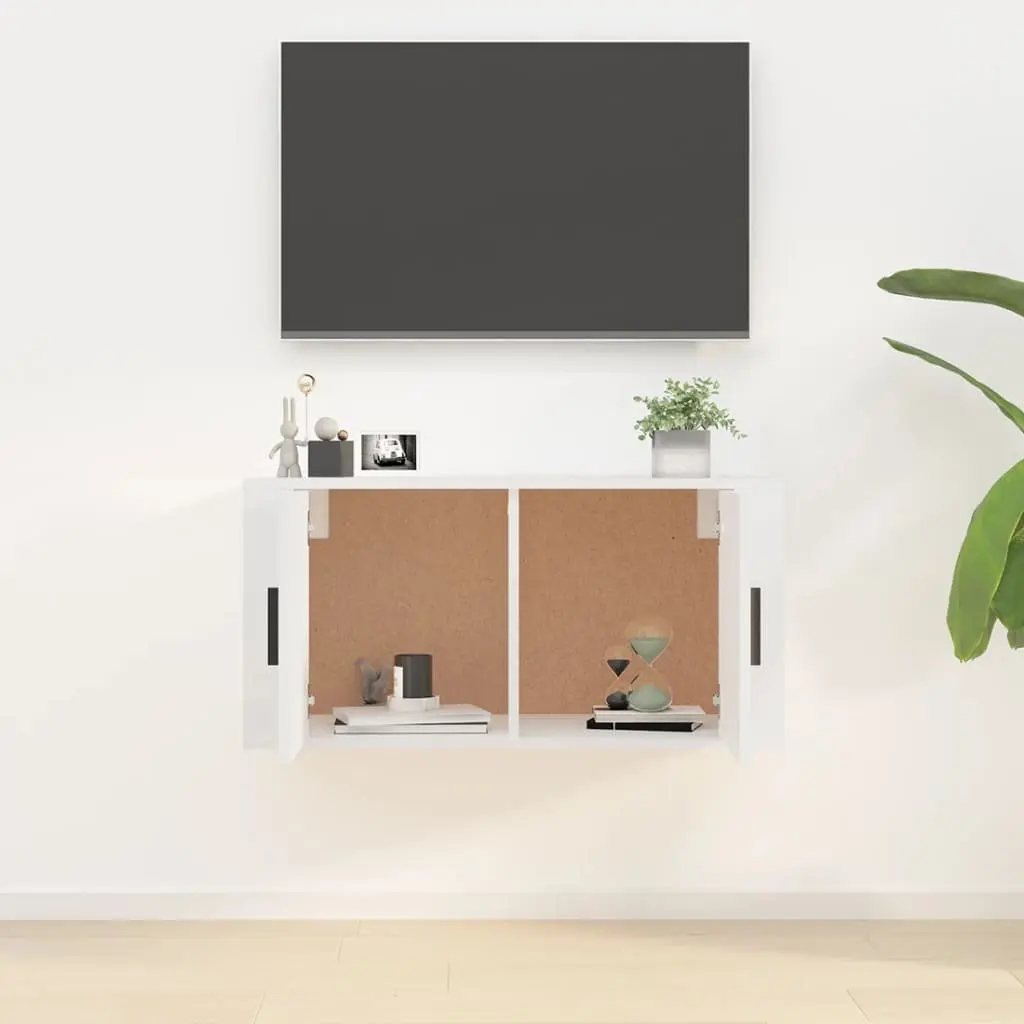 White High Gloss Wall Mounted TV Unit 80x34.5x40cm