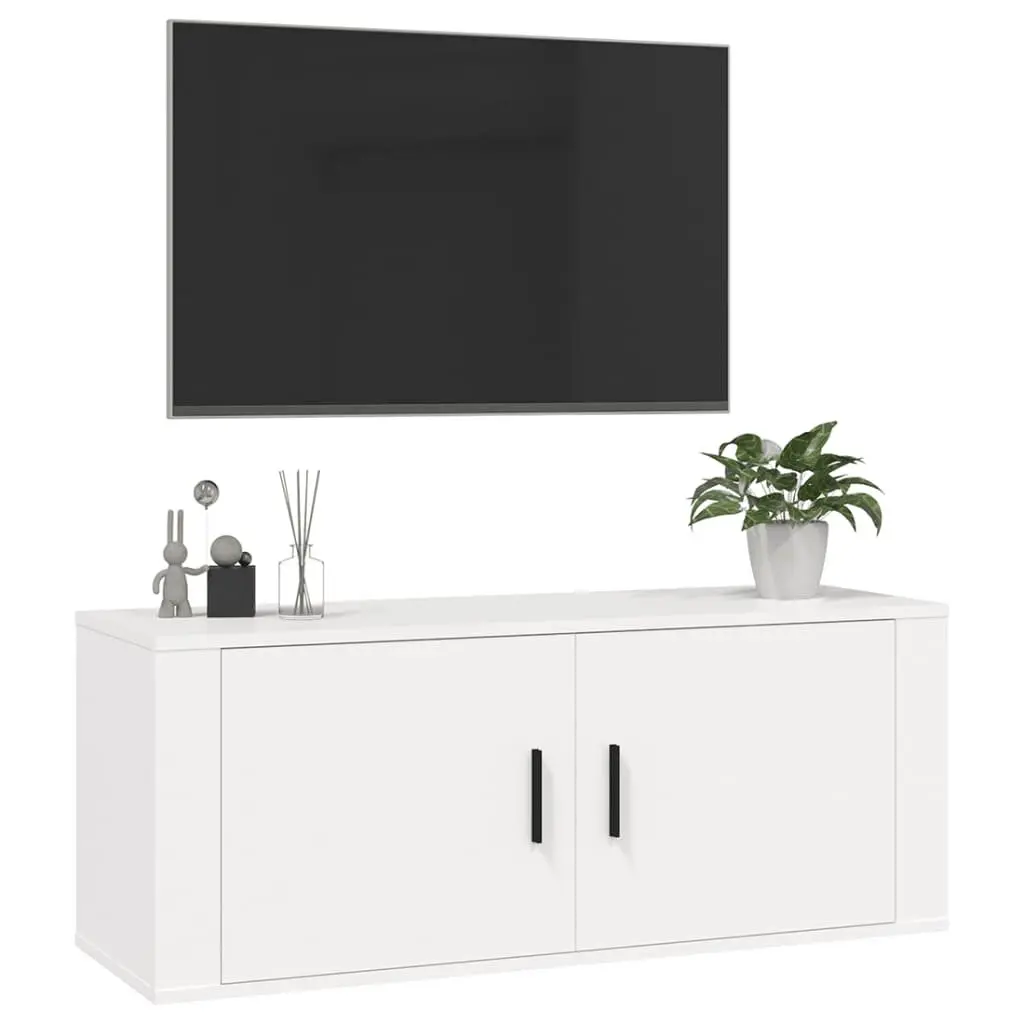 Wall Mounted TV Cabinet White 100x34.5x40 cm Media Storage Unit