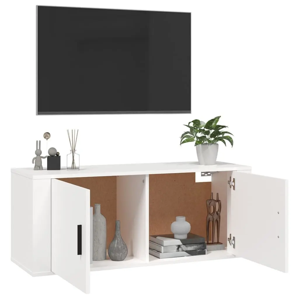 Wall Mounted TV Cabinet White 100x34.5x40 cm Media Storage Unit