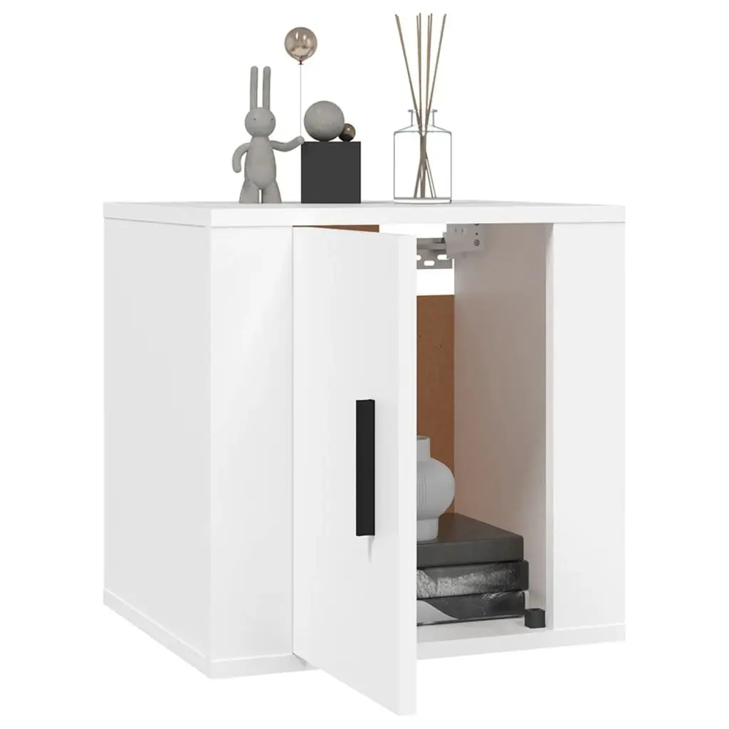 Floating Media Storage Unit Wall Mounted TV Cabinet White 40cm x 34.5cm x 40cm