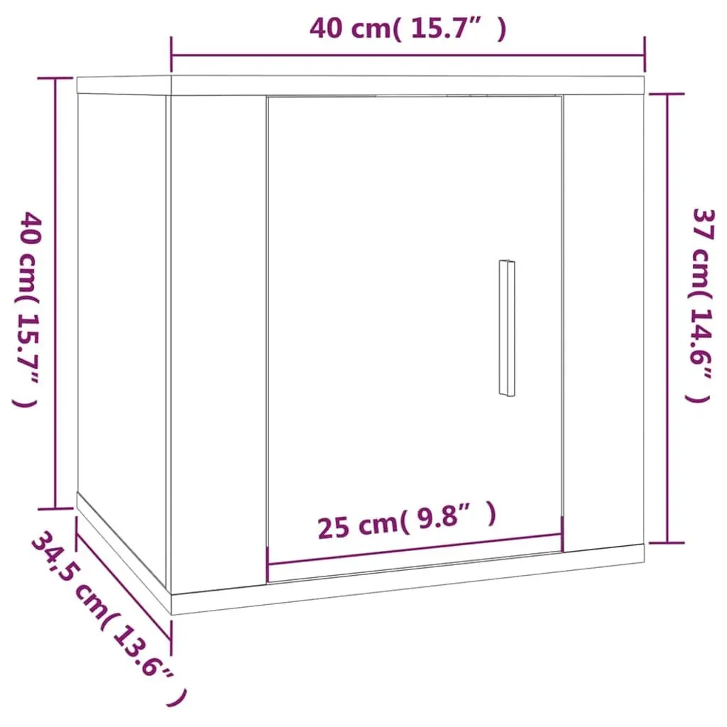 Floating Media Storage Unit Wall Mounted TV Cabinet White 40cm x 34.5cm x 40cm
