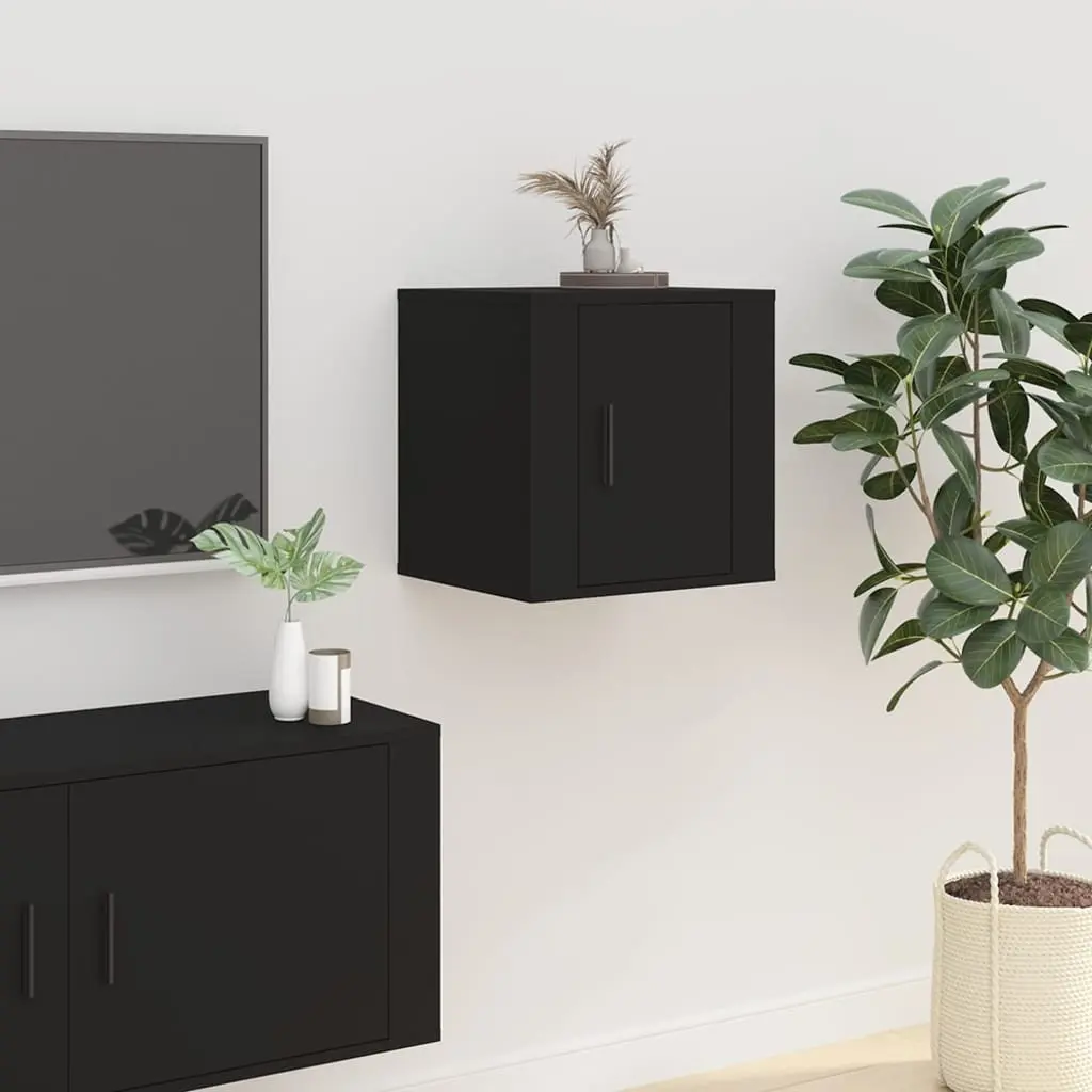 Black Media Display Shelves Wall Mounted TV Cabinet Storage Unit Home Furniture 40x34.5x40cm 2 Piece