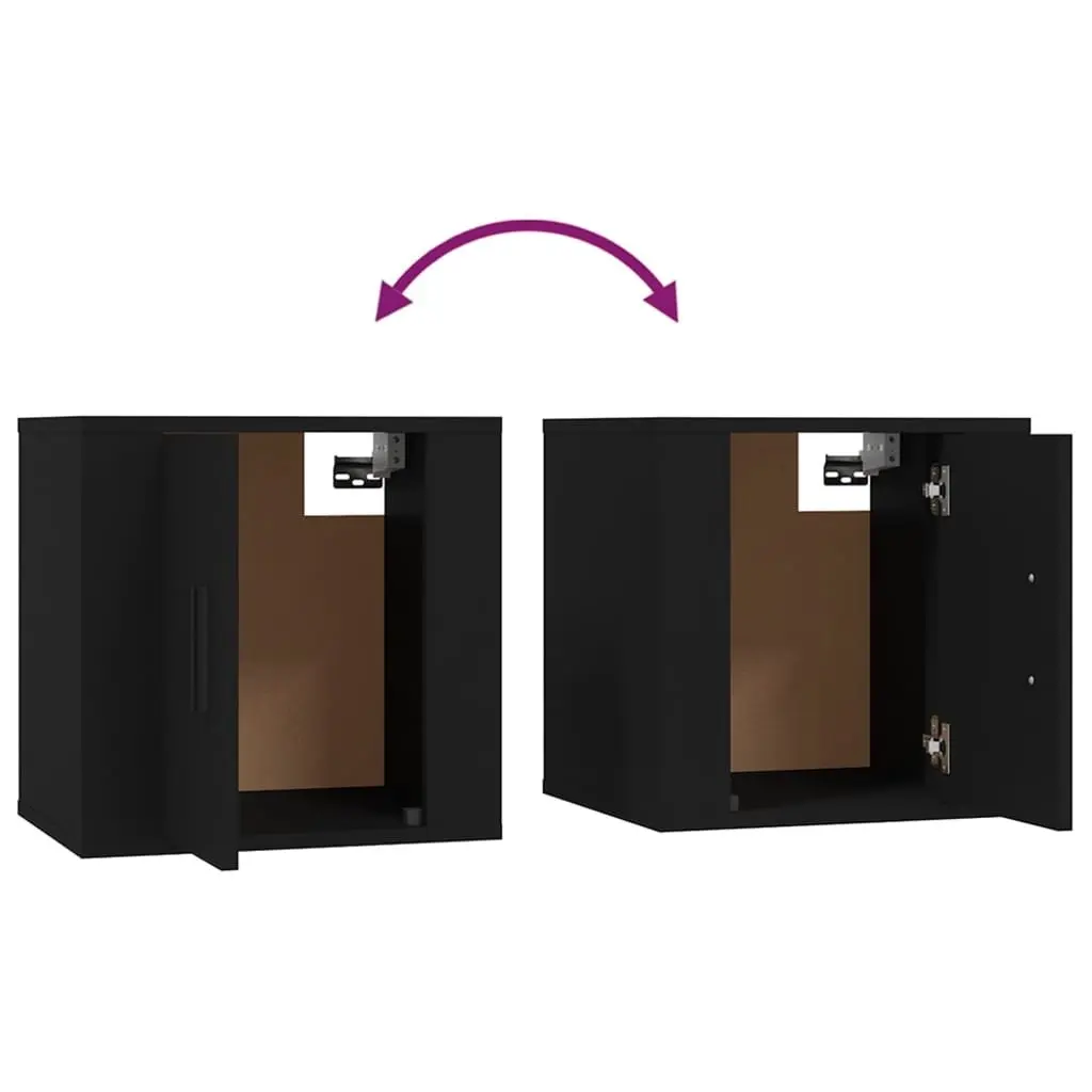 Black Media Display Shelves Wall Mounted TV Cabinet Storage Unit Home Furniture 40x34.5x40cm 2 Piece