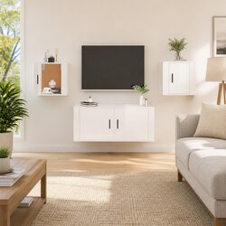 Wall Mounted TV Cabinet Specifications - High Gloss White