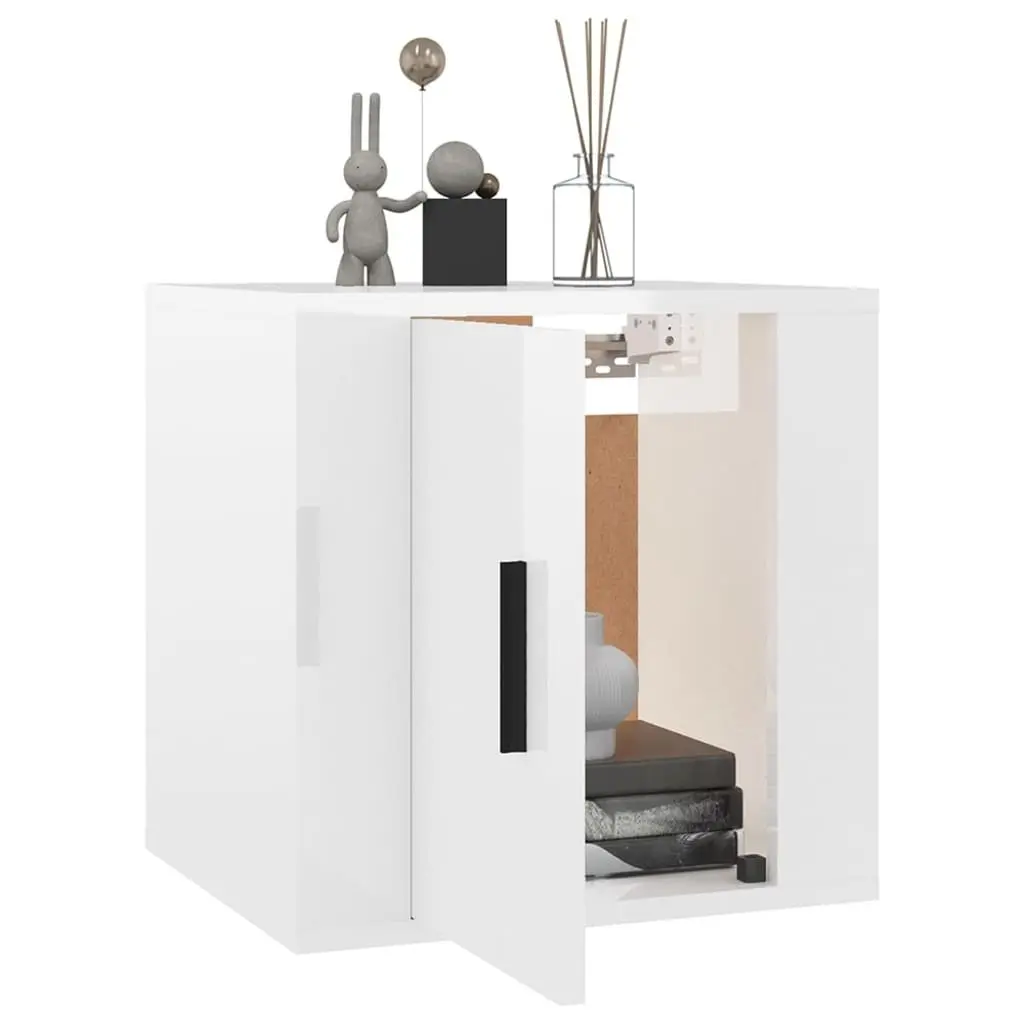 Wall Mounted TV Cabinet White High Gloss 40x34.5x40 cm Storage Unit Hanging