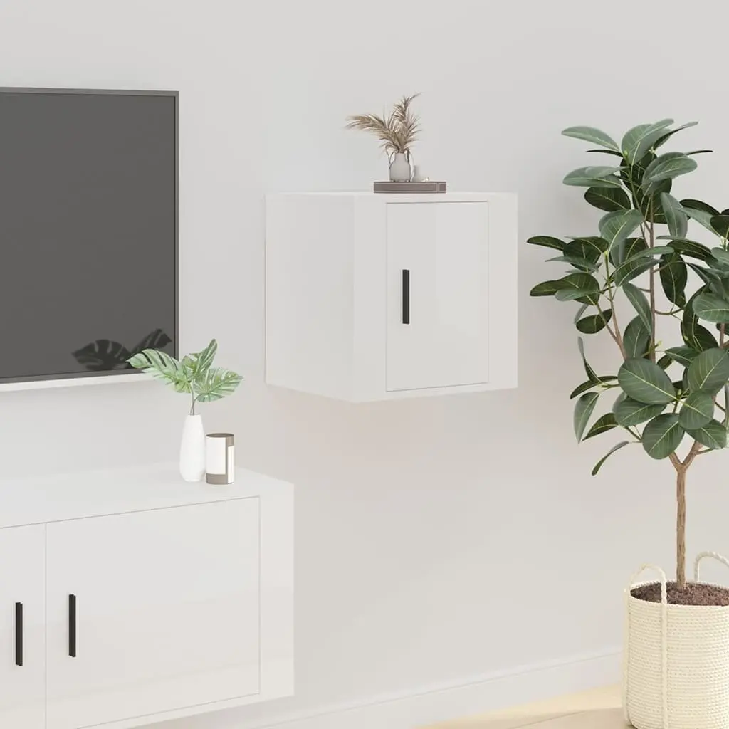 Wall Mounted TV Cabinet White High Gloss 40x34.5x40 cm Storage Unit Hanging