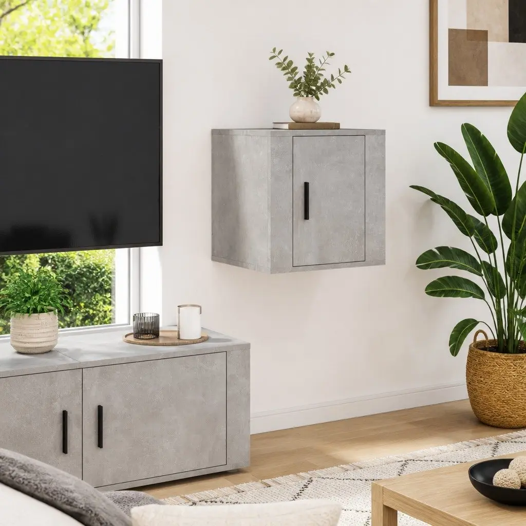 Grey Media Storage Wall Cabinet for TV Use 40x34.5x40cm