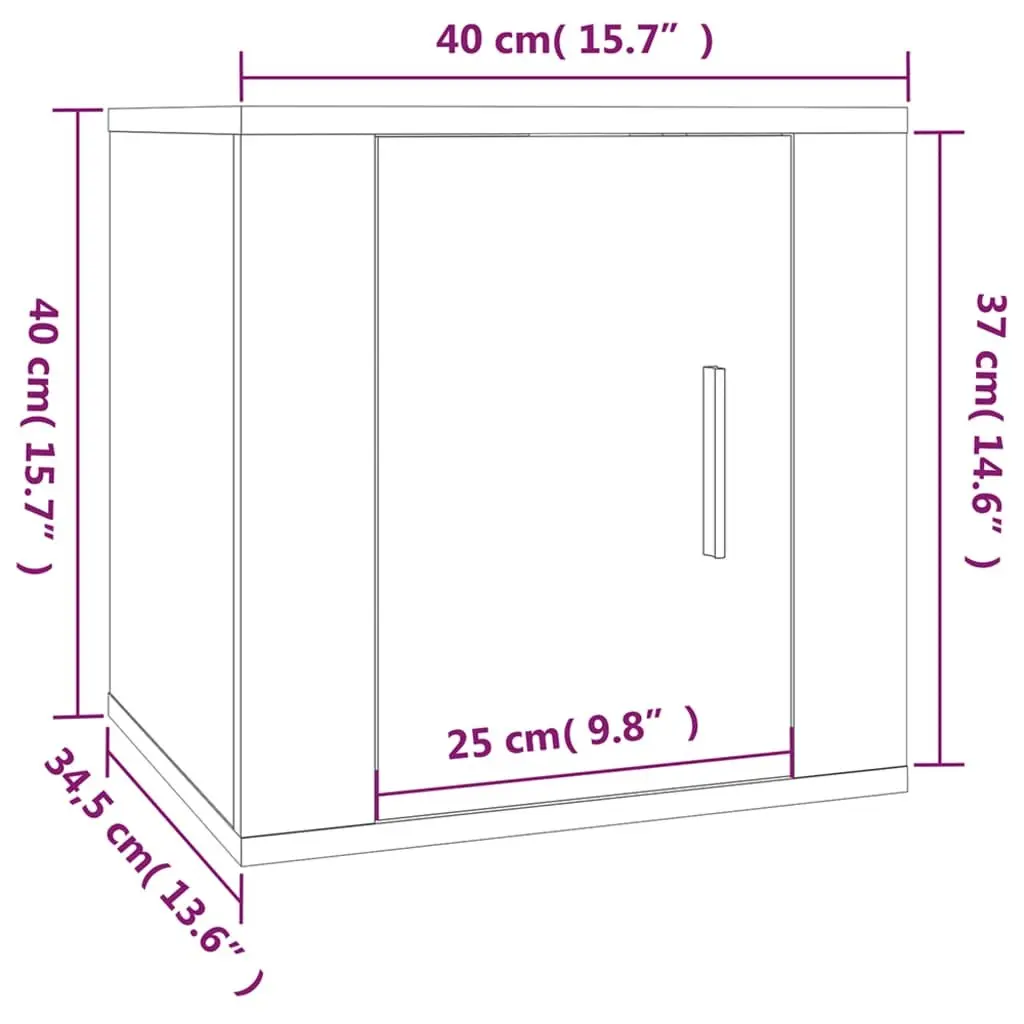 Wall Mounted TV Cabinet Grey Concrete 40x34.5x40cm Storage Unit Organiser
