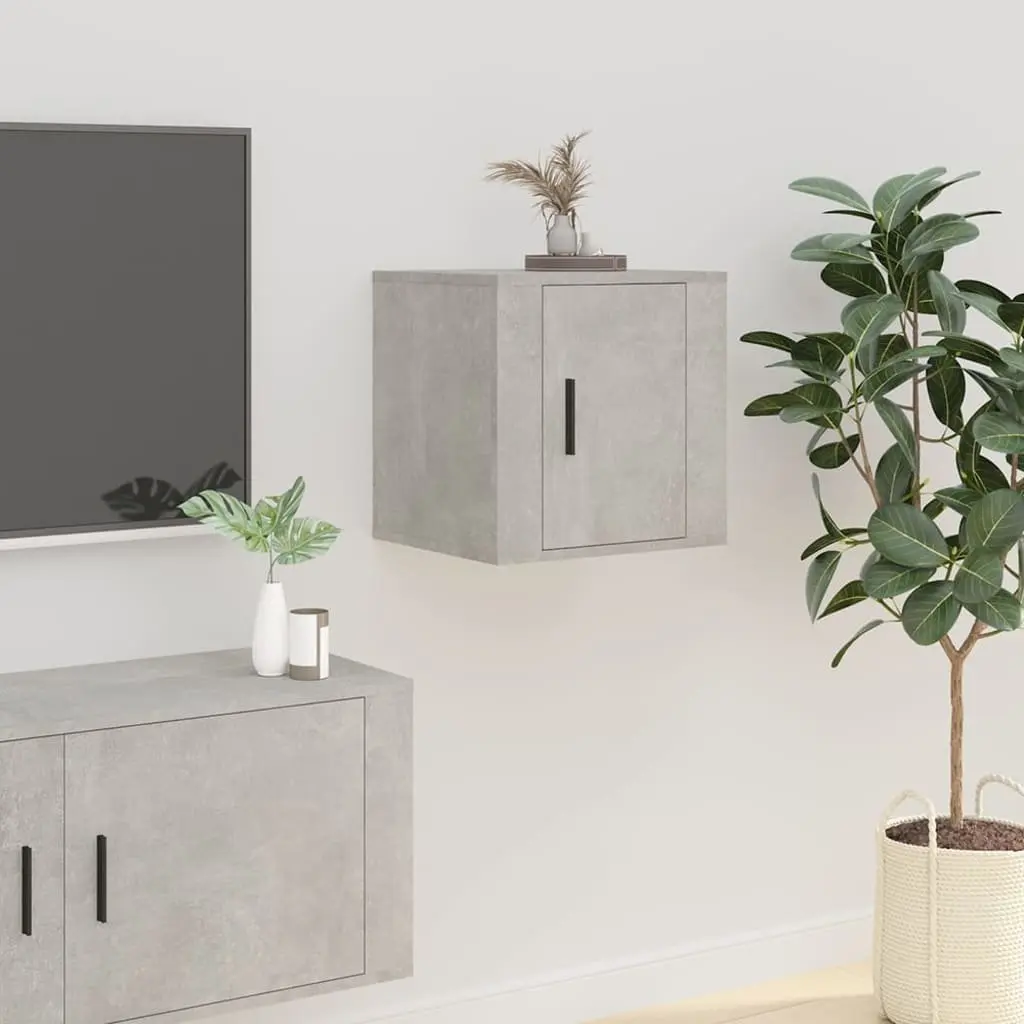 Wall Mounted TV Cabinet Grey Concrete 40x34.5x40cm Storage Unit Organiser
