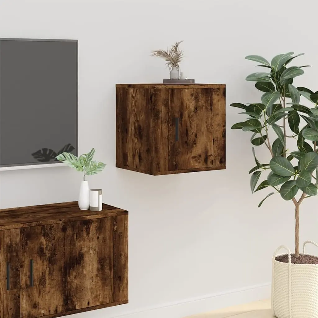 Wall Mounted TV Cabinet for Living Room Bedroom 40 x 34.5 x 40 cm Smoked Oak Brown 2 Piece