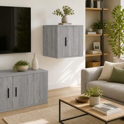Wall Mounted TV Cabinet Grey Storage Unit Media Display Organizer 40x34.5x40cm