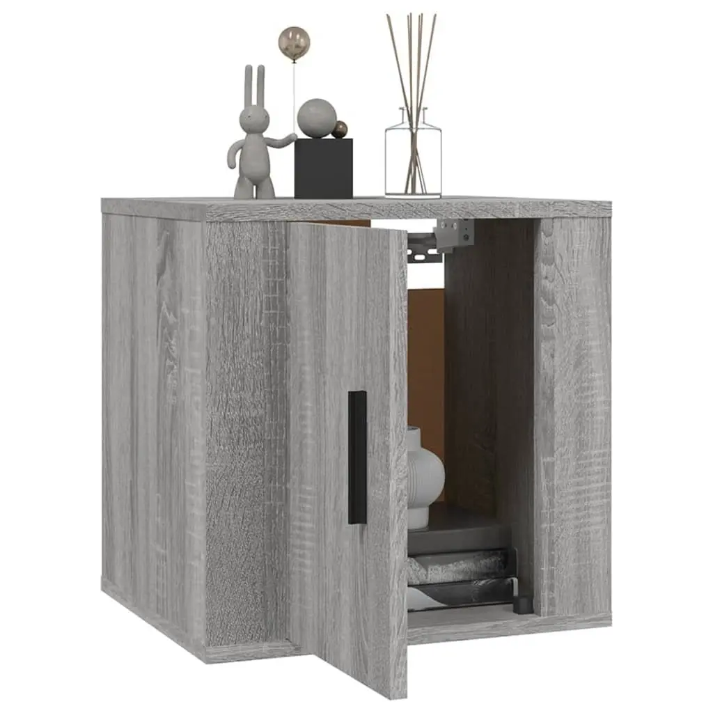 Wall Mounted Media Organizer Grey TV Cabinet 40x34.5x40cm Storage Unit for Living Room Bedroom