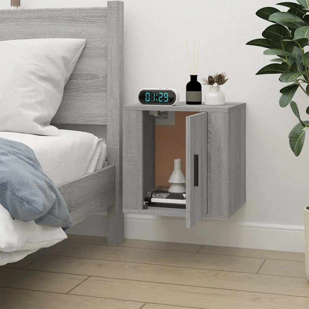 Wall Mounted Media Organizer Grey TV Cabinet 40x34.5x40cm Storage Unit for Living Room Bedroom