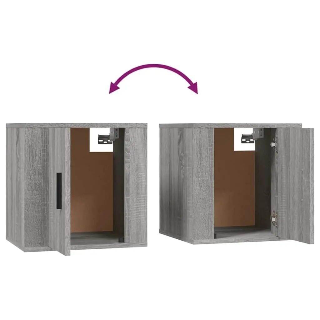 Wall Mounted Media Organizer Grey TV Cabinet 40x34.5x40cm Storage Unit for Living Room Bedroom
