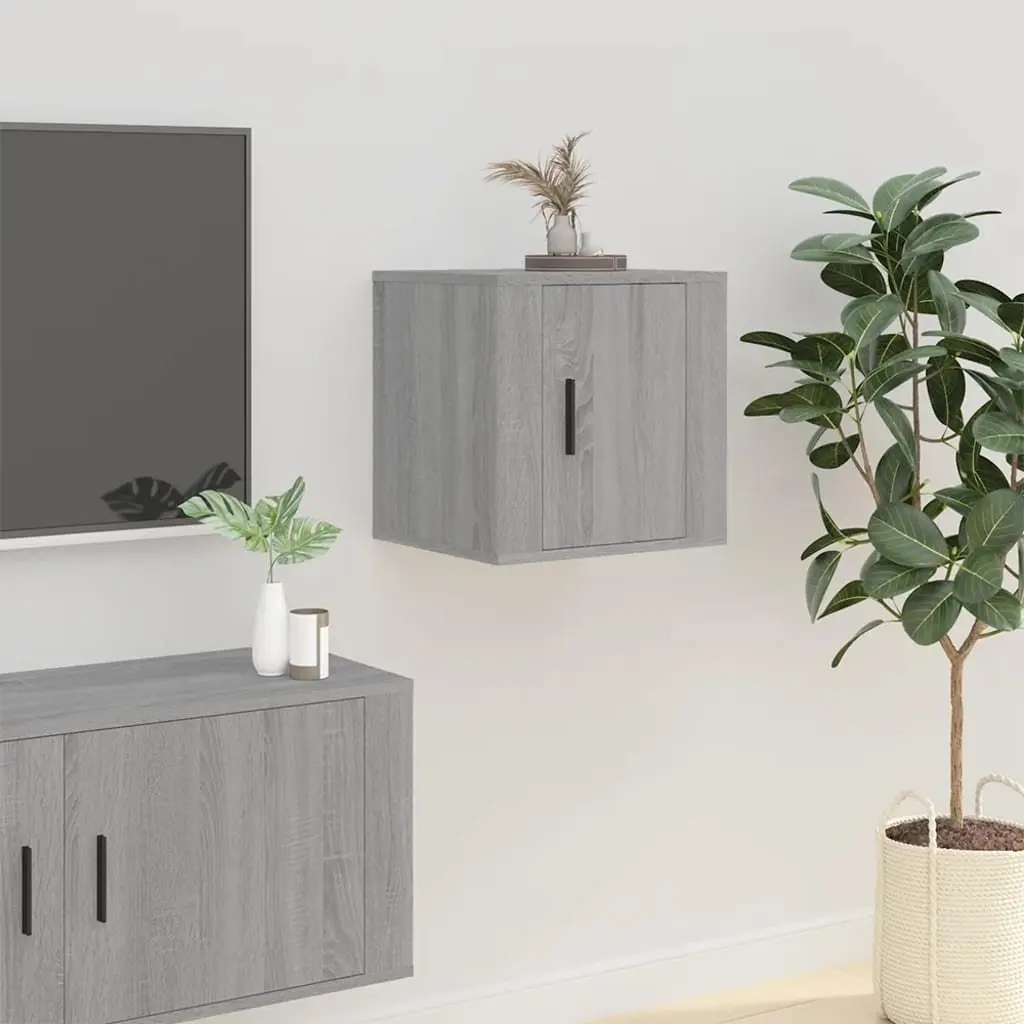Wall Mounted Storage Unit TV Cabinet Grey 40x34.5x40cm Engineered Wood Media Display Furniture