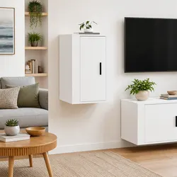 Compact White Wall-Mounted TV Unit: 40x34.5x60cm
