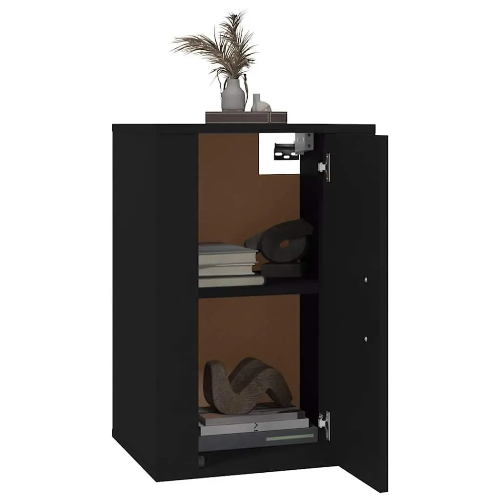 Wall Mounted TV Cabinet Black Storage Unit Media Organiser Display Shelf 40 x 34.5 x 60 cm 2 Piece