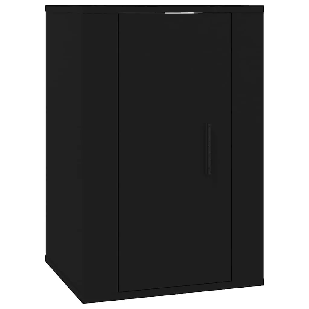 Wall Mounted TV Cabinet Black Storage Unit Media Organiser Display Shelf 40 x 34.5 x 60 cm 2 Piece