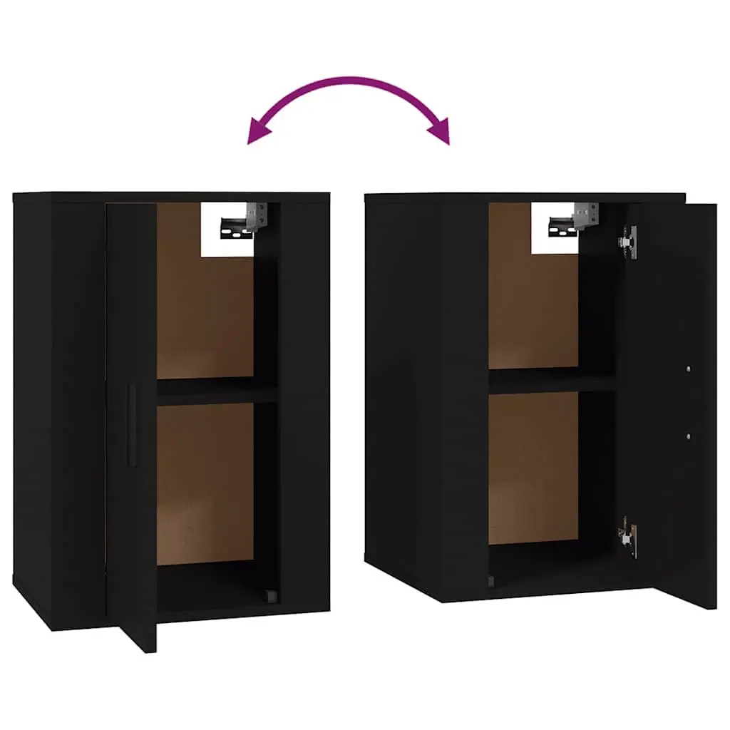 Wall Mounted TV Cabinet Black Storage Unit Media Organiser Display Shelf 40 x 34.5 x 60 cm 2 Piece