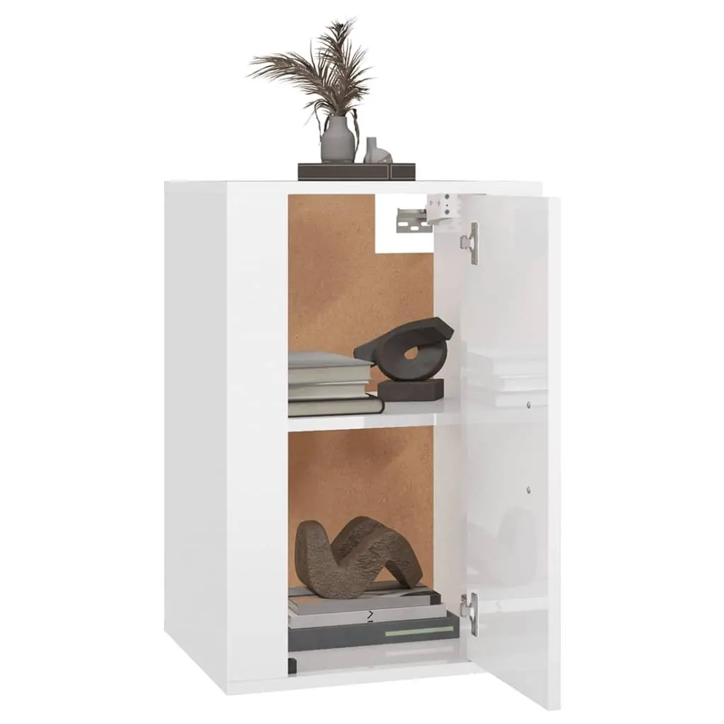Wall Mounted TV Cabinet White High Gloss Media Storage Unit 40x34.5x60cm