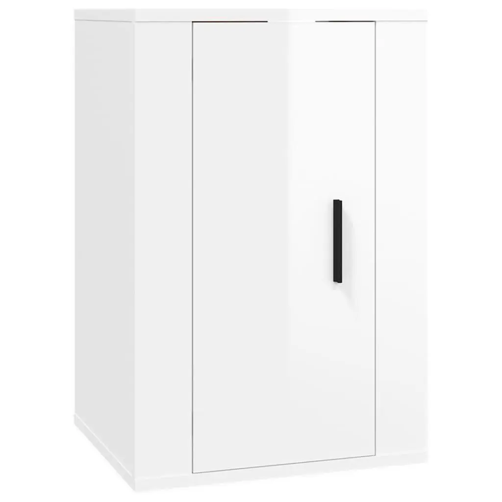 Wall Mounted TV Cabinet White High Gloss Storage Unit 40x34.5x60cm Media