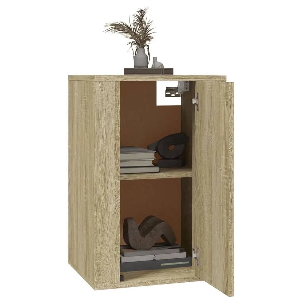 Brown Wall Mounted TV Storage Unit for Living Room Bedroom Media Space 40x34.5x60cm with Two Compartments and Sturdy Display Surface