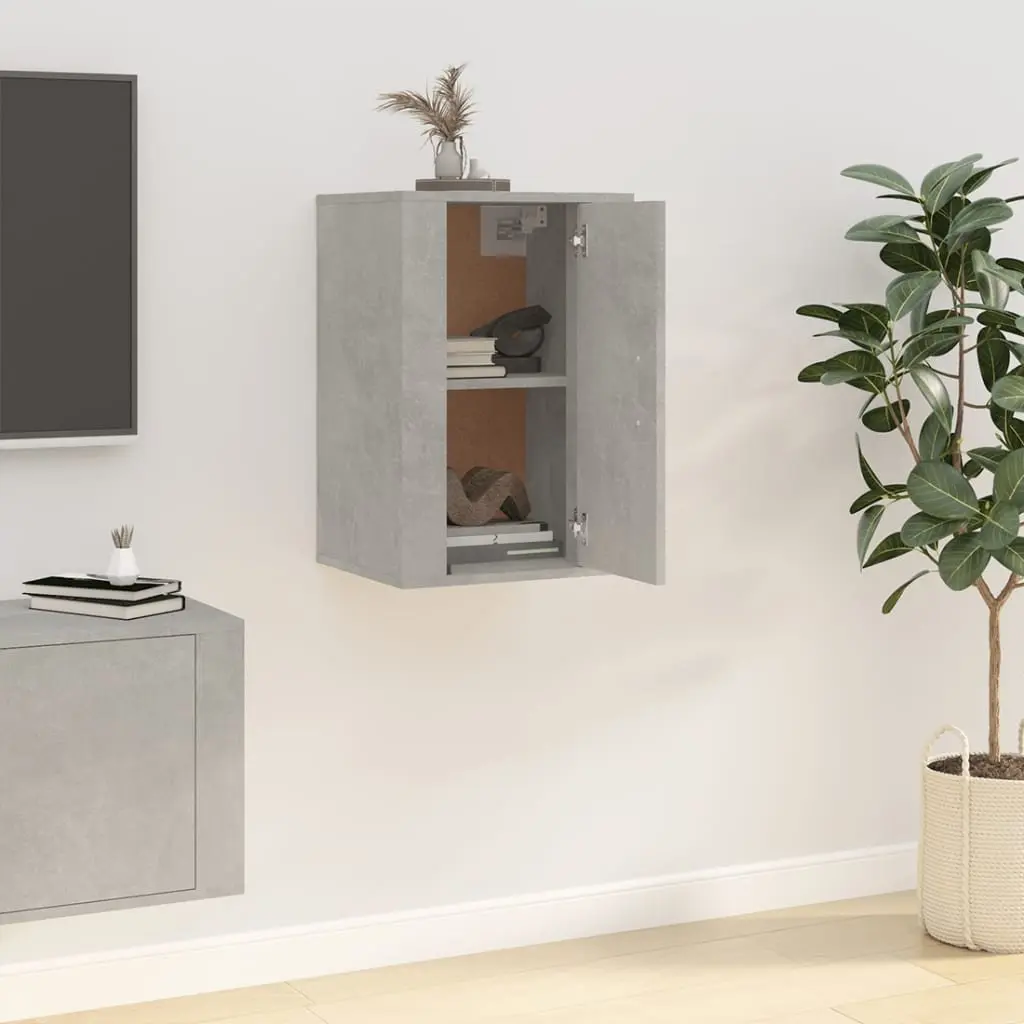 Grey Floating Shelf Wall Mounted TV Cabinet Media Storage Unit 40x34.5x60cm
