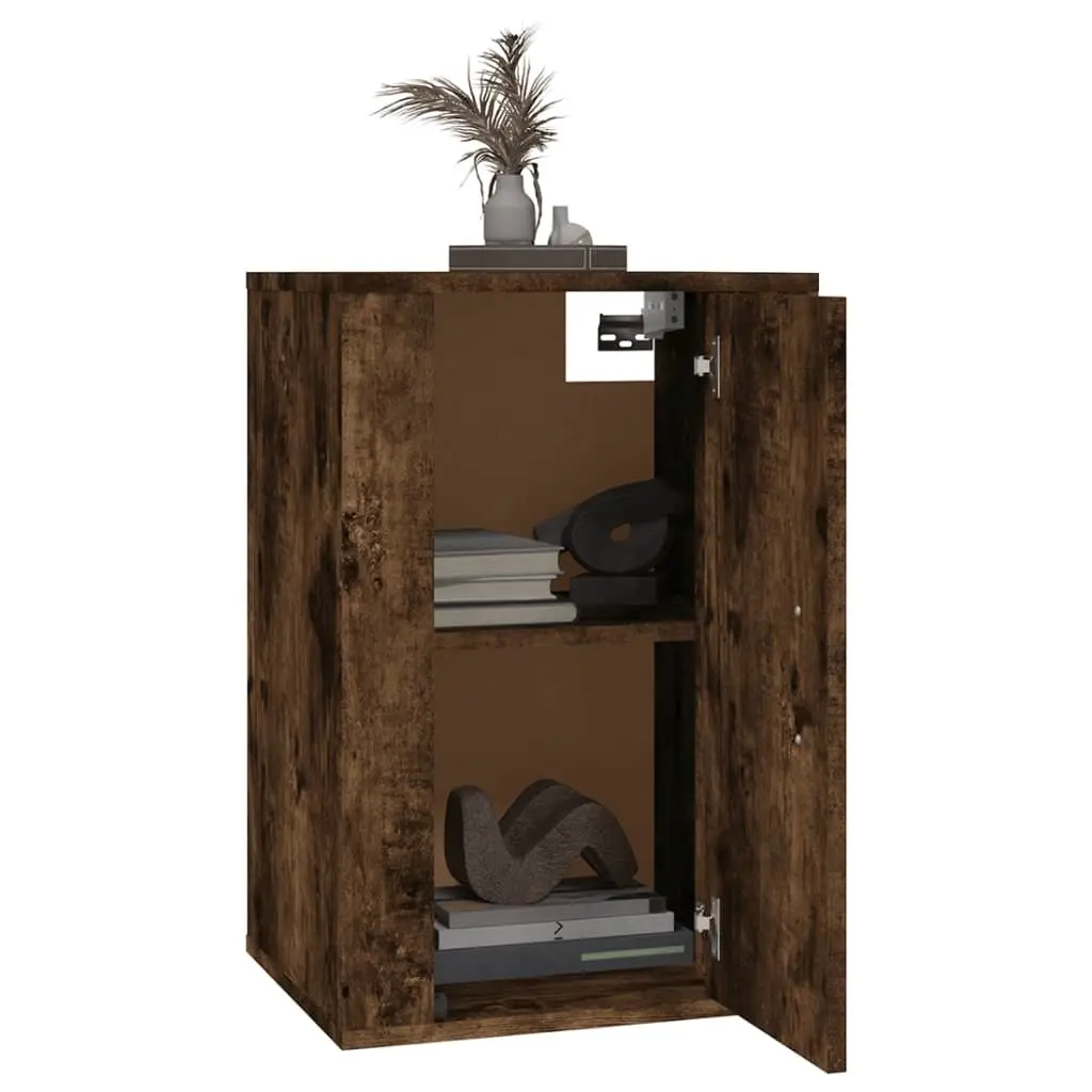 Brown Smoked Oak Wall Mounted Media Storage Cabinet Floating TV Stand 40x34.5x60cm