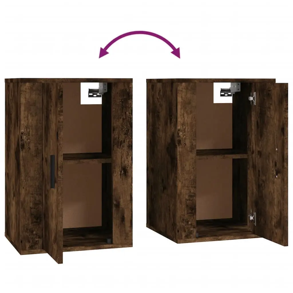Brown Smoked Oak Wall Mounted Media Storage Cabinet Floating TV Stand 40x34.5x60cm