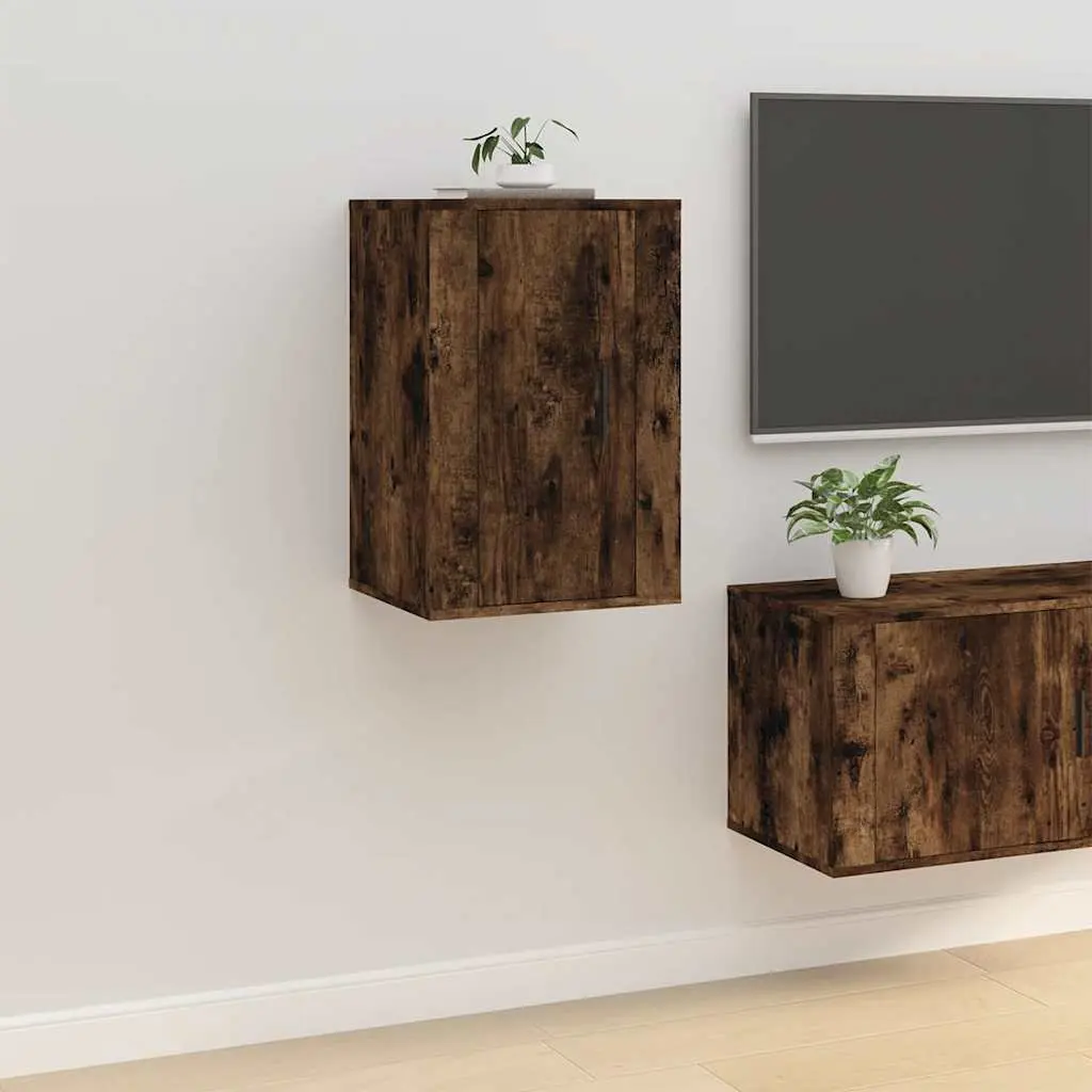 Wall Mounted TV Cabinet 40x34.5x60cm Brown Wood Storage Unit Organiser