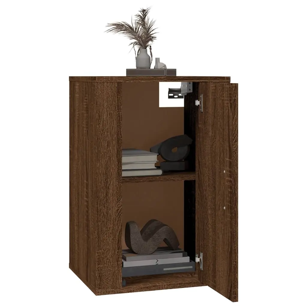 Brown Oak Wall Mounted TV Cabinet