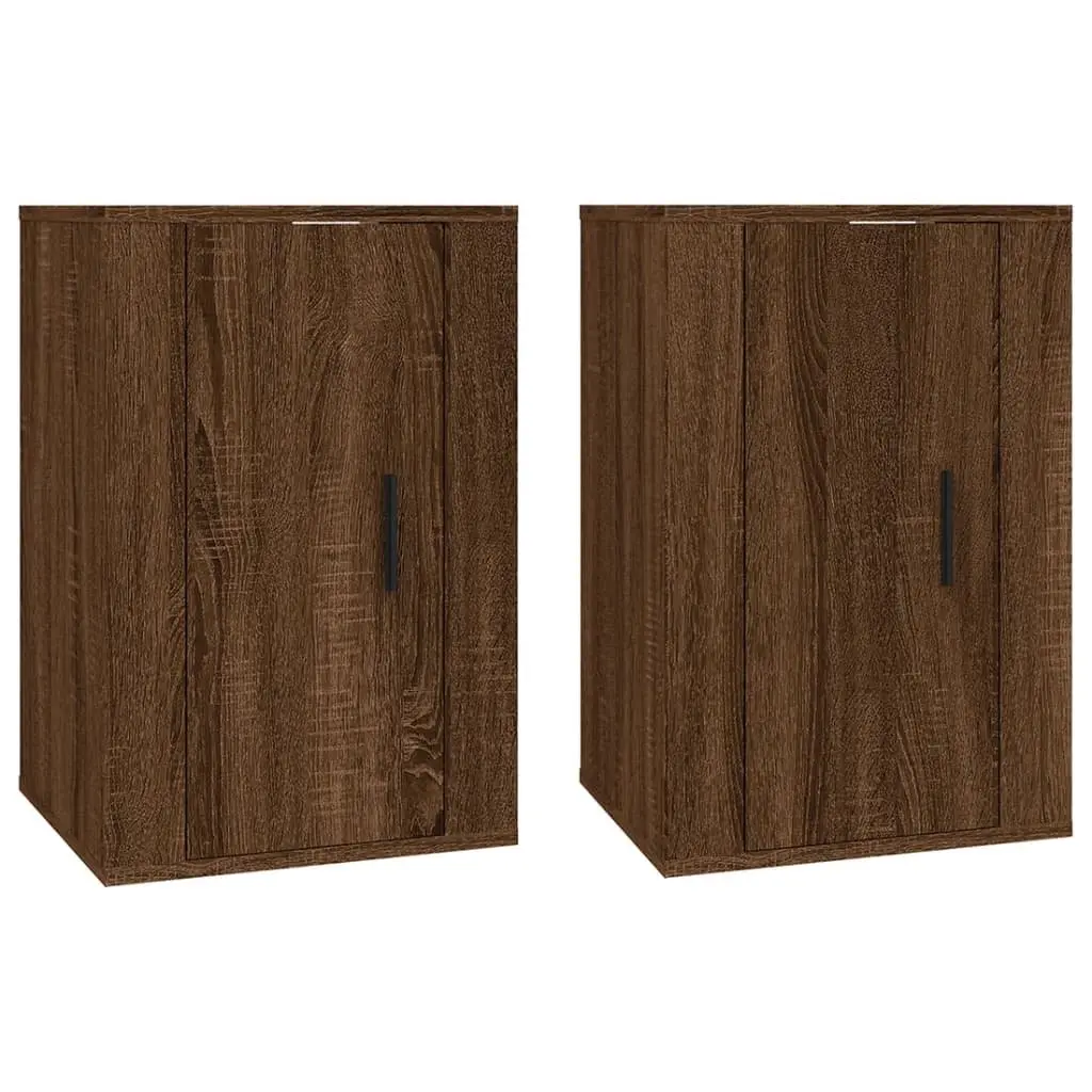 Brown Oak Wall Mounted TV Cabinet