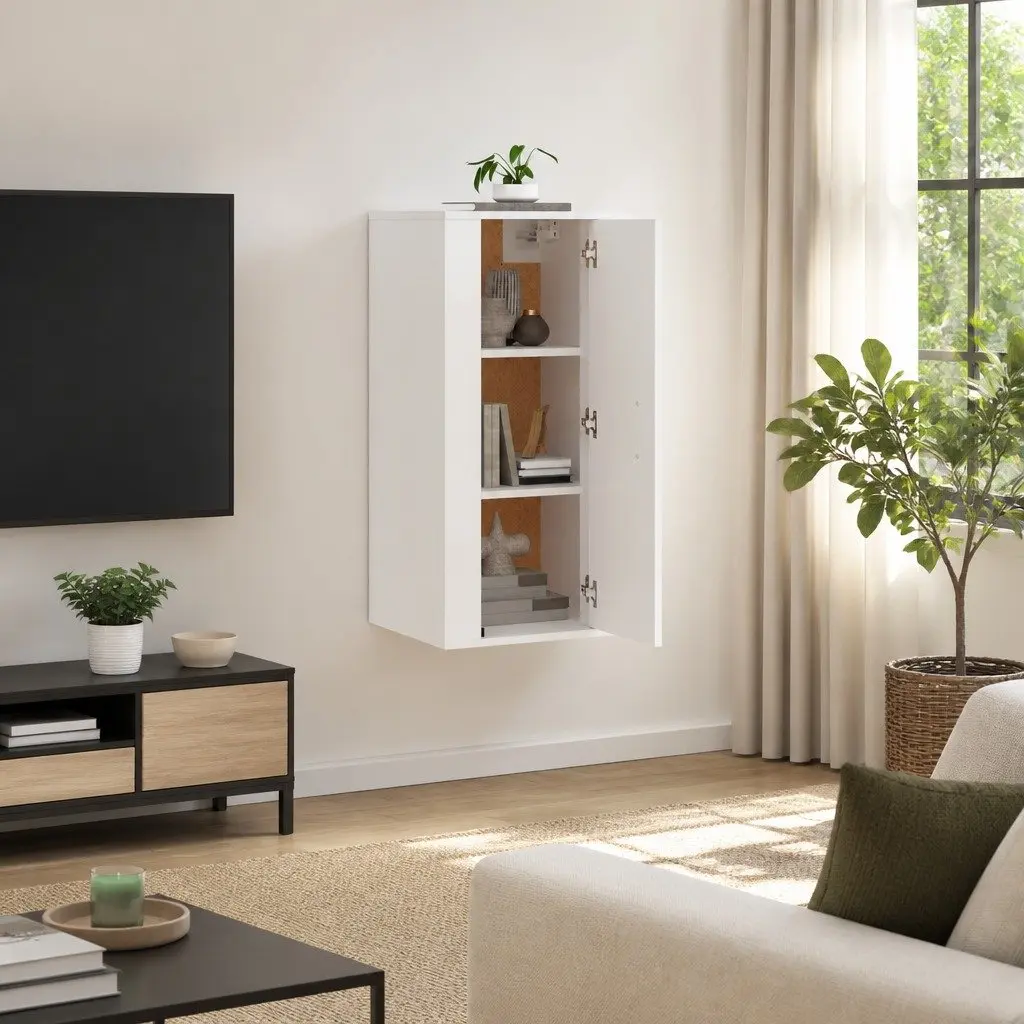 Wall Mounted TV Cabinet for Living Room or Bedroom White 40x34.5x80cm