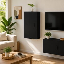 Wall Mounted TV Cabinet Dimensions: 40x34.5x80 cm Black