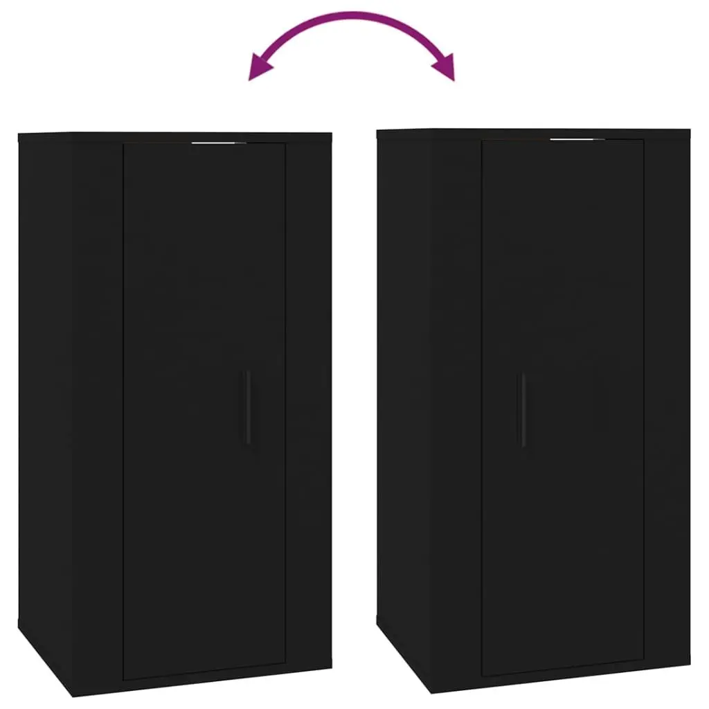 Wall Mounted TV Cabinet Black Media Display Unit 40x34.5x80cm